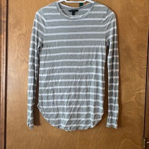 gray and white striped long sleeve